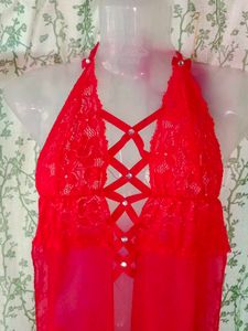 sexy Red Lace Lingerie Nightgown