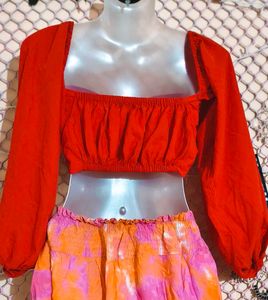 SizeS/M/L. 🎁Buy 2 Get 1 Free 🎁 Red Tie-Front Top