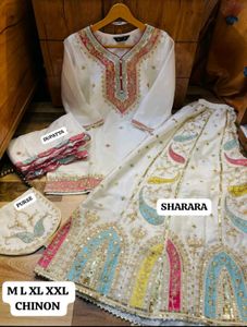 Elegant Yellow Embroidered Gharara Set