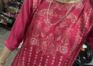 Pink Embroidered Kurti