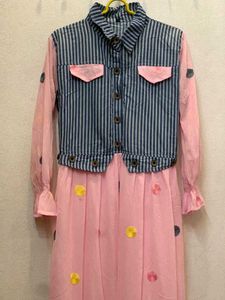 Striped Denim &amp; Pink Dress