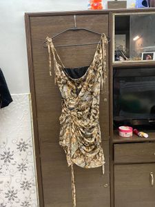 Brown Print Mini Dress