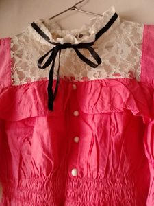 Chic Pink Cold Shoulder Top  &amp; Ruffled