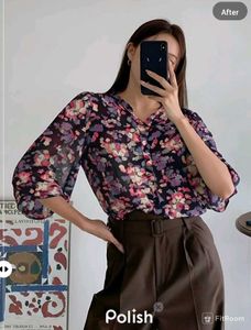 New With Tag Korean Floral Print Blouse