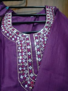 Purple Embroidered Kurta Set