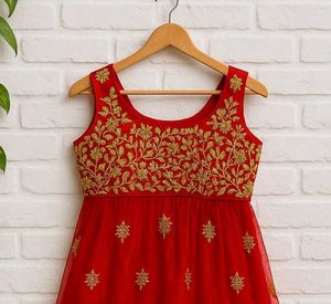 Red &amp; Gold Embroidered Dress