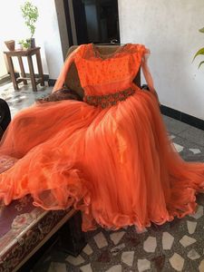 Elegant Coral Ethnic Gown