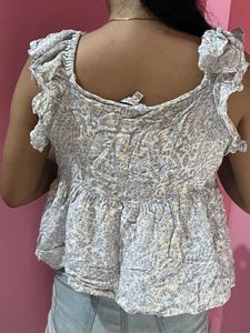 Floral Tie-Front Ruffle Tank