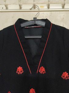 Elegant Black Embroidered Dress