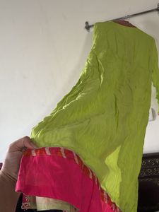 Green Embroidered party wear Kurta