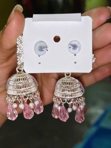 Pink Jhumka Earrings