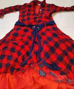 Trendy Red &amp; Black Checked Dress – Stylish Casual