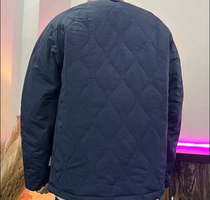 Navy Quilted Button-Up Jacket