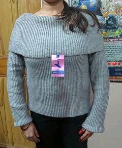 New Gray Boat Neck Sweater✨💕