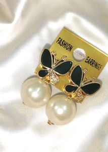 Butterfly Pearl Drop Earrings