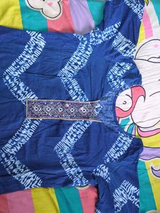 Blue Tie-Dye Embellished Tunic
