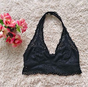 Black Lace Halter Bralette