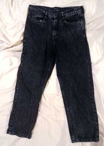 Vintage Black Acid-Wash High-Waist Mom fit Jeans