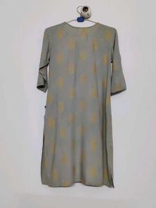 Gray &amp; Yellow Print Tunic Dress
