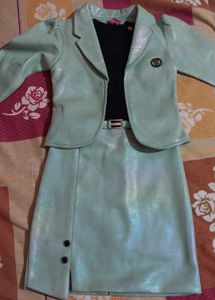 Black Green Girls Bodycon Dress With Jacket