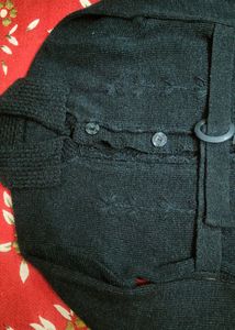 Black Sweater With Belt Design