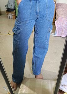 Bershka Straight Cargo Denim