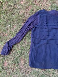 Elegant Navy Blue Long Sleeve Top