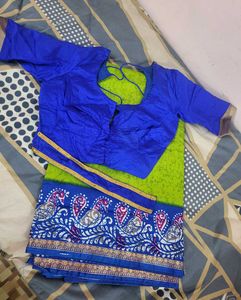 Green & Blue Saree with Blouse