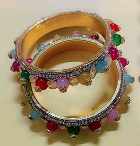 Colorful Crystal Bead Bangles (Set of 2)