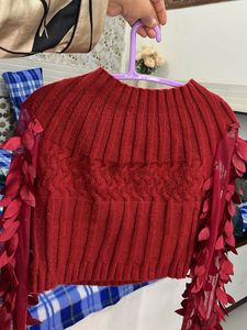 Burgundy Knit style Sweater 🧶🌸