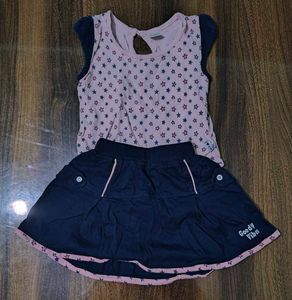 Pink Star Print Top with Skirt