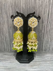Green Jhumka Earrings