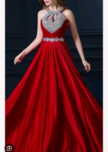 Magenta Embellished Halter Gown