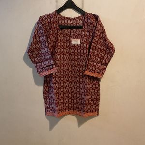 Vintage Print Tunic Top