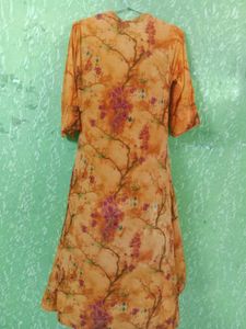 Orange Embroidered Kurta For Women