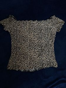 SHEIN Leopard Print Off-Shoulder Top