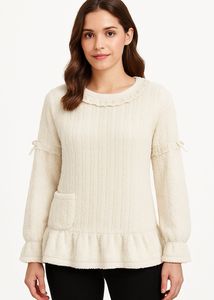 Ruffle Trim Knit Top