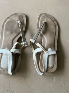 White Rhinestone Thong Sandals