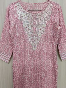 Pink Embroidered Kurta