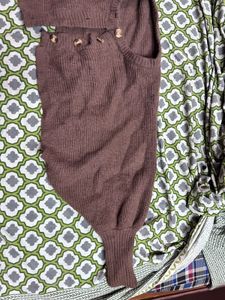 Brown Knit Vest with Buttons