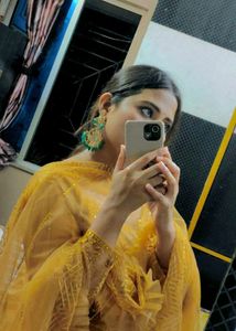Elegant Golden Embroidered Salwar Kameez