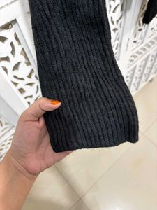 Chic Black Knit Wrap Sweater C