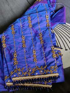Stunning Work Blouse With Blue 💙 And 💜 Mixed Col