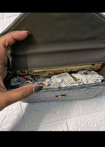 Silver Quilted Crossbody Bag