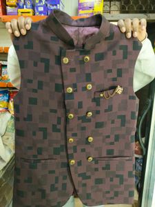 Stylish Maroon Patterned Waistcoat