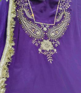 Purple Embroidered Punjabi Suit With Bottom Work