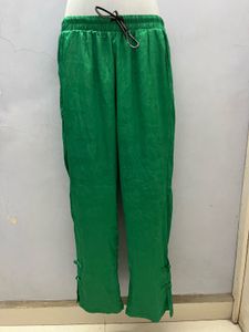 Korean Green Silk Designer Pant With 2 Pockets