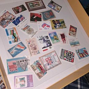 25 Worldwide flags on stamps