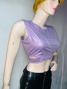 Shimmery Purple Sleeveless Crop Top