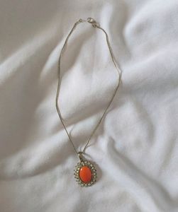 Orange Necklace Earrings Set Party Wear